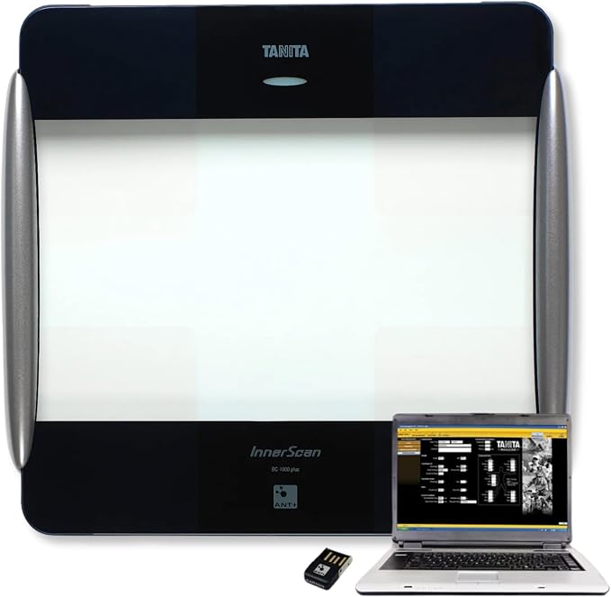 Tanita BC-1000plus Black ANT+ Wireless Body Composition Monitor -Japan Technology - Premium Build - Smart Digital Scale with 15 Full Body Metrics, BMI Fat Muscle Mass Analysis - 440 lbs Capacity