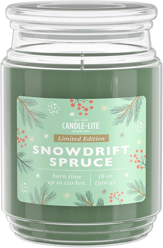 Candle-lite Holiday Scented Candles, Spruce with Balsam Bark & Cedarwood, 18 oz Single-Wick Jar, Proudly Poured in USA, Christmas Home Decor, 110 Hours of Burn Time, Holiday Gift for Men & Women