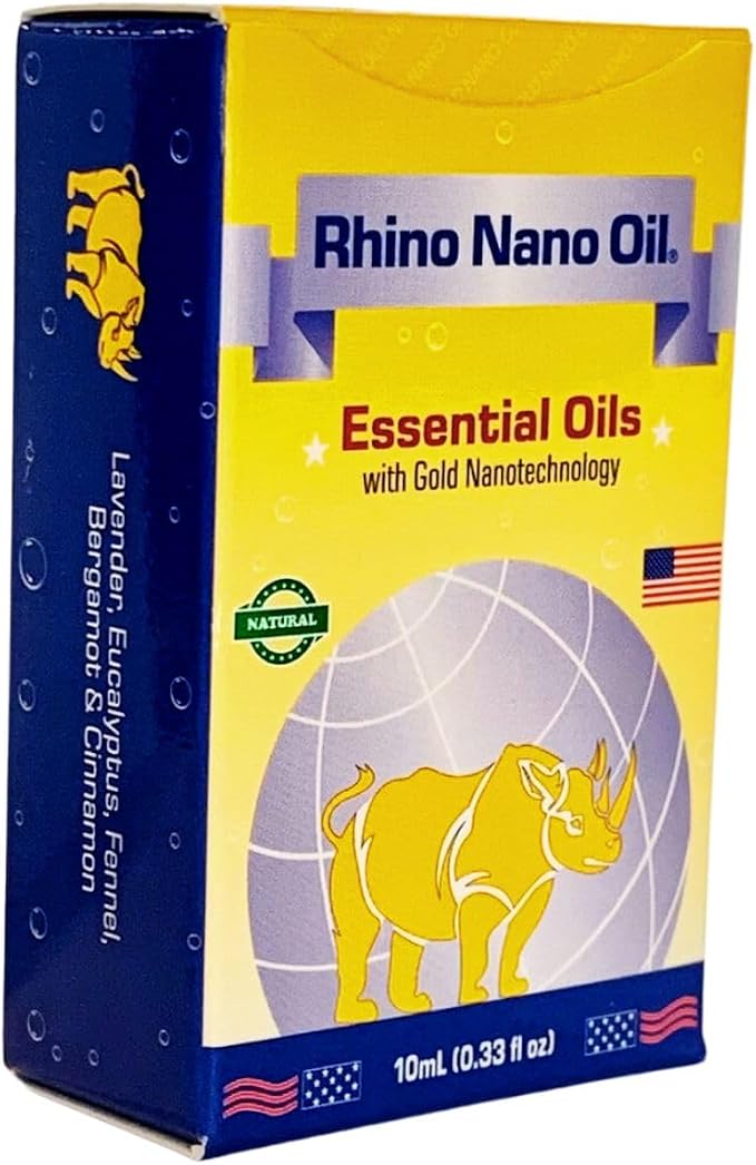 1 Pack - Twin Bottles Rhino Nano Essentail Oil - Hai Chai Dau Con Te Giac Cong Nghe Nano - 10mL per Bottle x 2 Bottles per Order - Made in U.S.A.