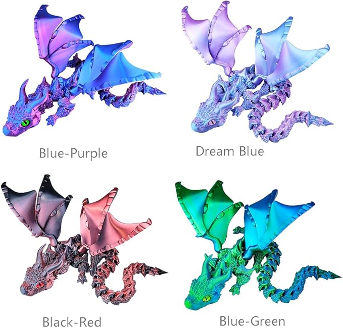 3D Printed Dragon Articulated Dragon with Movable Wings 16 inch Purple 3D Printed Animals Fidgets Toys for Kids