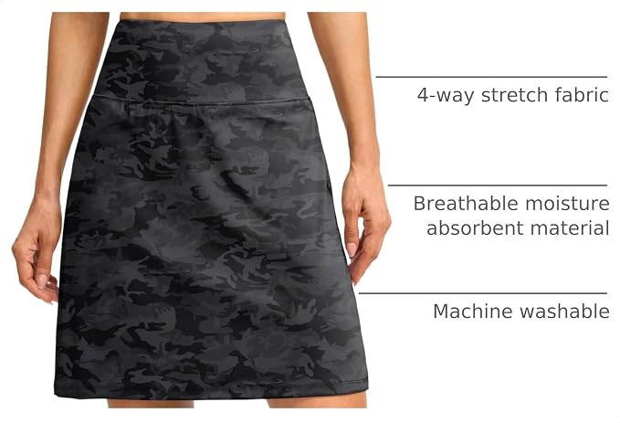G Gradual 19" Skorts for Woman with Pockets High Waist Golf Skirt | Lightweight, Stretchy, Breathable, Tummy Control, Built-in Shorts, Athletic, Tennis, Pickleball, Casual Summer