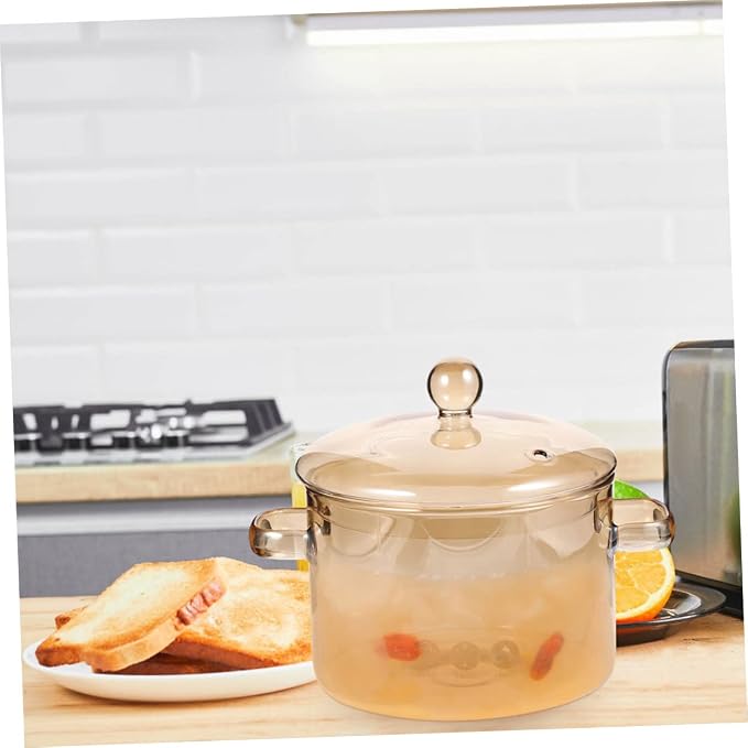 Heat Resistant Borosilicate Glass Stew Pot with Lid Kitchen Cookware for Cooking Stewing Capacity for Home Use Energy Efficient Design