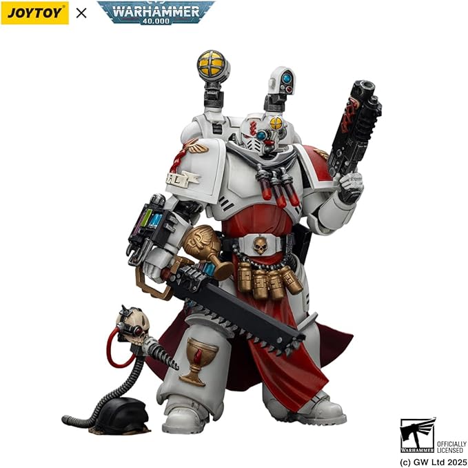 JOYTOY Warhammer 40K Blood Angels Sanguinary Priest with Heavy Bolt Pistol, chainsword and narthecium 1:18 Scale Action Figure Mecha Joy Toy Collection Model 4.84in