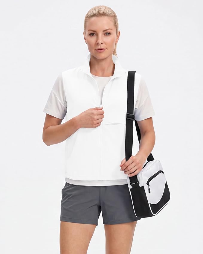 Women's Lightweight Running Vest Stand Collar Zip Up Summer Waistcoat Sleeveless Jacket for Golf Hiking Travel