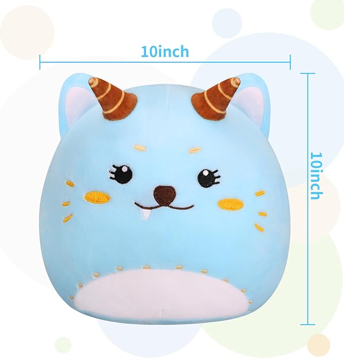 Kids Plush Pillow Soft Toys Cute Cat Plush Doll Gift for 3 to 12 Years Old Boys and Girls Children Stuffed Animal Toys for Room Living Room Decoration Cat Plushies Kid 10in Blue