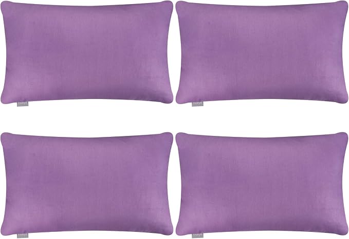 Thmyo 4-Pack 100% Cotton Lumbar Comfortable Solid Decorative Throw Pillow Case, Rectangle Cushion Cover Pillowcase Sublimation Blank Pillow Covers DIY Throw Pillowcase(12x20inch/30x50cm, Purple)