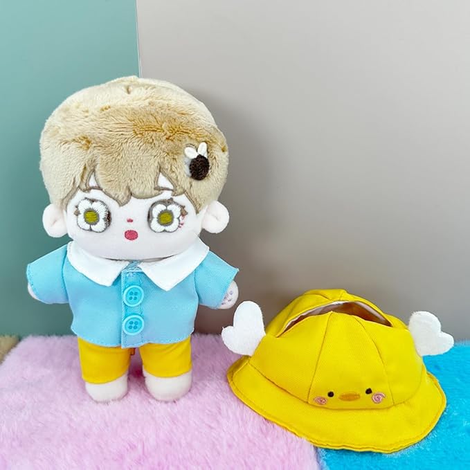 niannyyhouse 15cm-17cm Doll Clothes Duck Rabbit Hat Coat Pants Stuffed Toy Dressup (Pink)
