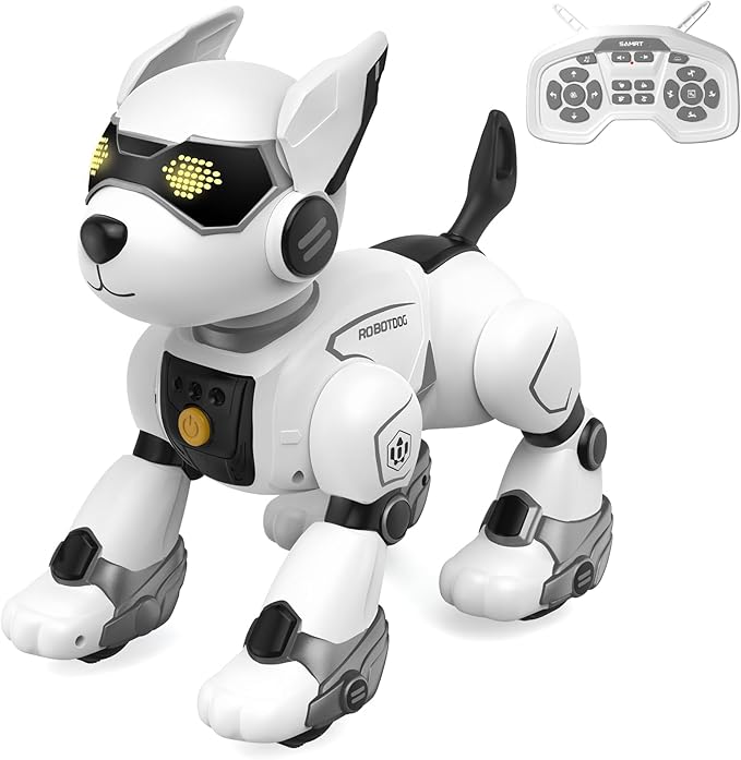 Robot Dog Toy for Kids, Programmable Interactive RC Pet with Voice Control & Touch Sensor, Imitates Animal Sounds, Plays Music, Dance Modes, Robotic Puppy Toy for Kids Boys & Girls (Gray)