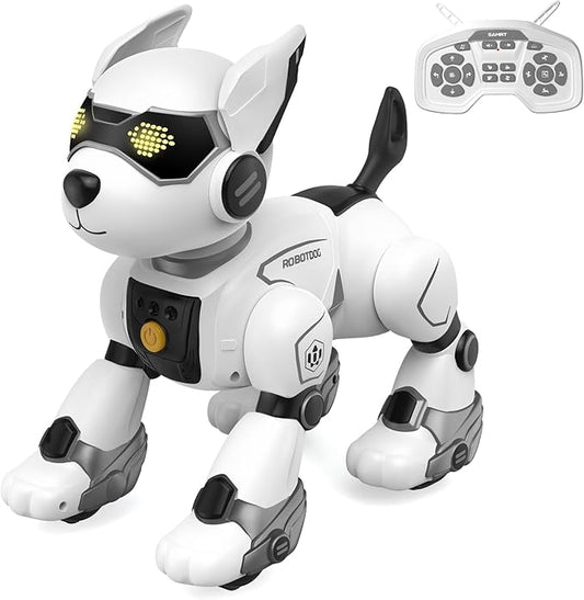 Robot Dog Toy for Kids, Programmable Interactive RC Pet with Voice Control & Touch Sensor, Imitates Animal Sounds, Plays Music, Dance Modes, Robotic Puppy Toy for Kids Boys & Girls (Gray)
