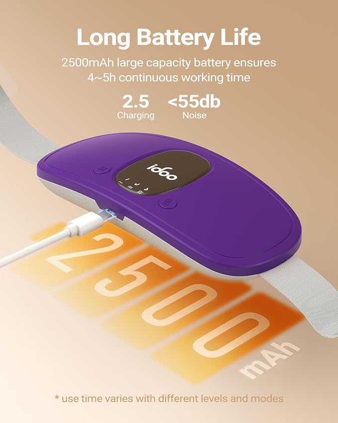 iDOO Heating Pad for Cramps, FSA Eligible Items Only List, Portable Cordless Heating Pad, Electric Waist Belt Device for Cramps Pain, Gifts for Girlfriend Mom Wife Women (Deep Purple)
