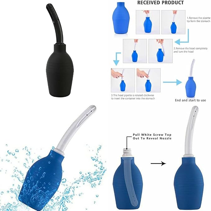 Magik 1-2 Pcs 310ml Anal Douche Bottle Enema Bulb Vaginal Douche Cleaner Bag Kit (2 Pack, Blue)