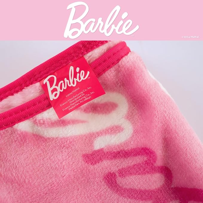 Barbie Kids Bedding Super Soft Cozy Silk Touch Throw, 40 in x 50 in, (Officially Licensed Product) by Franco