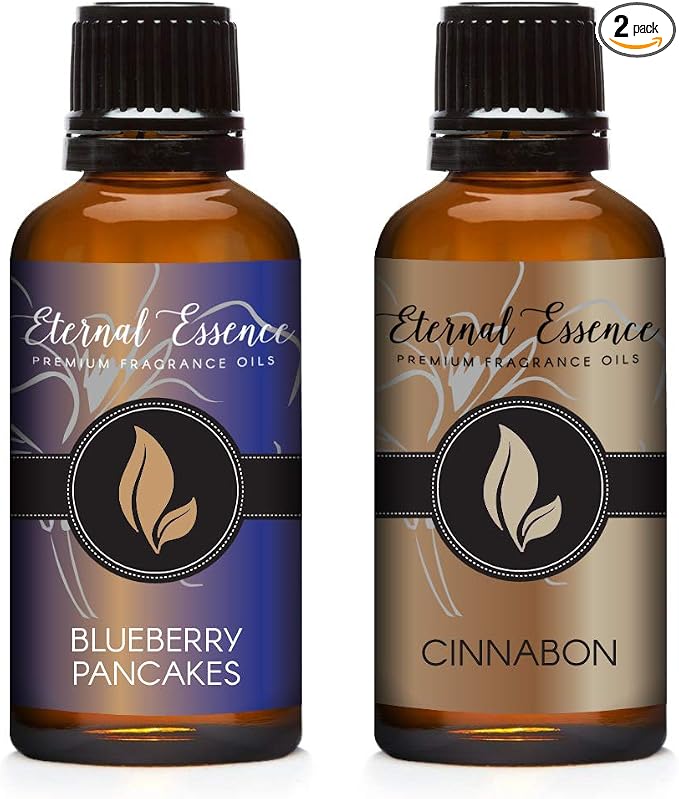 Eternal Essence Oils 2 Pack 30ml Premium Fragrance Oil - Blueberry Pancakes & Cinnabon - for Candle, Soap Making, Aromatherapy, Diffusers, Home Care, & Humidifiers