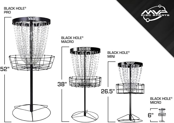 MVP Disc Sports Black Hole Mini 24-Chain Disc Golf Basket Target (26.5" Tall Mini Basket)