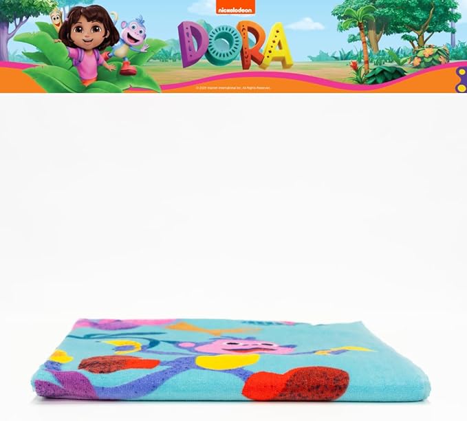 Dora The Explorer Kids Super Soft Cotton Bath/Pool/Beach Towel, 58 in x 28 in, (Offically Licensed Product) by Franco