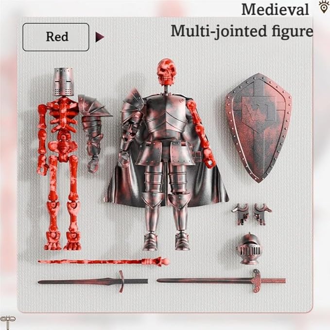 T13 Action Figure Set,Skeleton Knight Action Figures,Knight Action Figures,Dummy 13,Lucky 13 Collectible Action Figure（Assembly Required） (C-Scarlet Skull Knight)