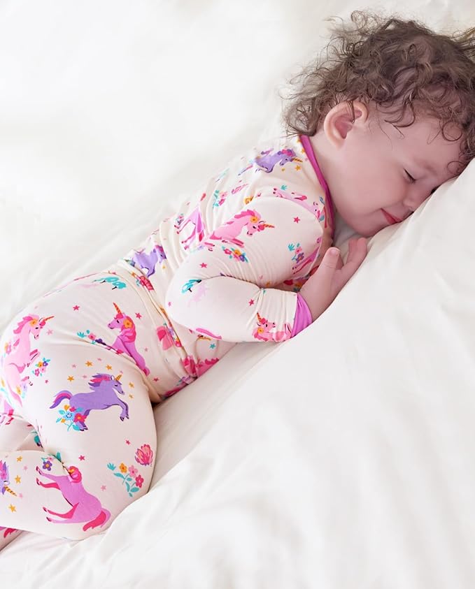 Bamboo Viscose Toddler Girls Kids Pajamas Unicorn Mermaid Pjs Long Sleeve Snug fit 12M-8Y 2pcs Soft Jammies