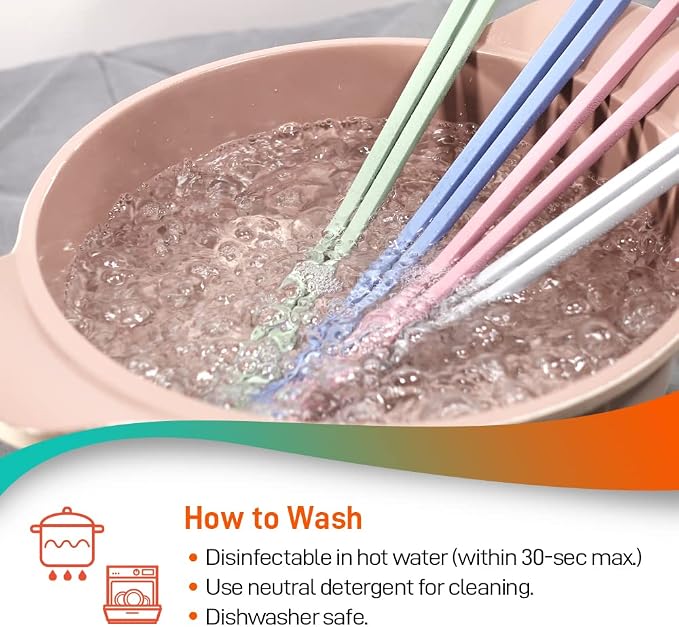 Reusable Long Silicone Cooking Chopsticks with Spoon 12 Inches 1 Pair, Dishwasher Safe, BPA-free Non-Slip, Korean, Heat Resistant, Japanese Kitchen Cookware (Pastel Green, 1 Pair )