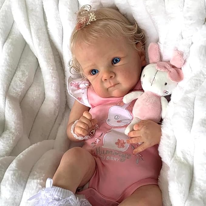 NPKCJZY Lifelike Reborn Baby Dolls - 18 Inch Realistic Newborn Baby Doll with Weighted Soft Cloth Body Real Life Baby Dolls with Blonde Hair Birthday Gift for Kids Age 3+