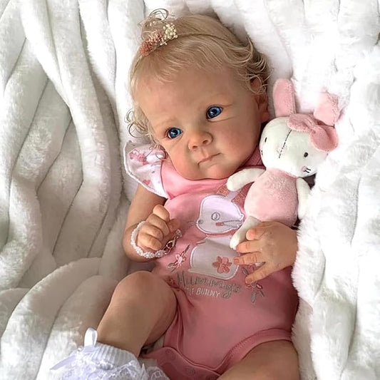 NPKCJZY Lifelike Reborn Baby Dolls - 18 Inch Realistic Newborn Baby Doll with Weighted Soft Cloth Body Real Life Baby Dolls with Blonde Hair Birthday Gift for Kids Age 3+