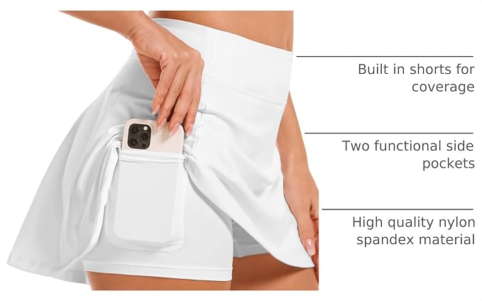 Stelle Women's Tennis Golf Skirts High Waisted with Pockets Inner Shorts for Athletic Skorts Sports Running Pickleball