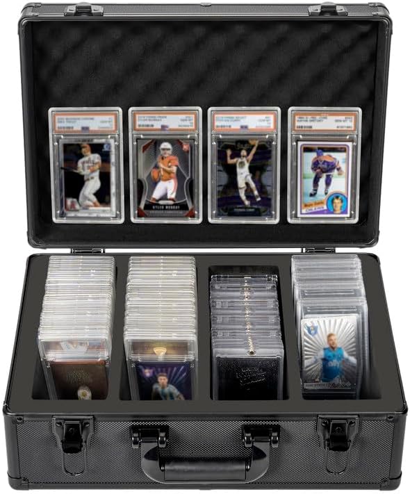 Graded Card Case - Aluminum Alloy Graded Card Storage Box Compatible with 150+ Card Slabs - Sports Trading Card Case Fits PSA, CSG, BGS