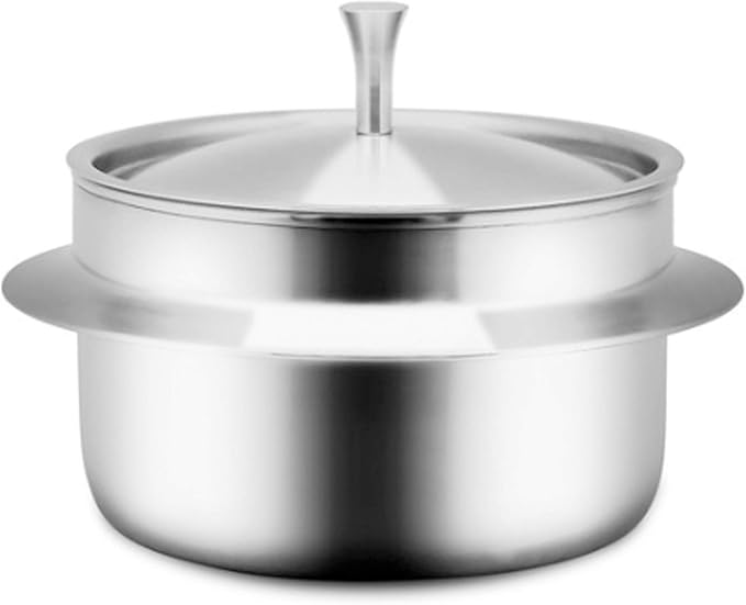 Korean Earthen Pot(TTukbaegi), Stainless Steel Stock Pot with Lid Enable Induction, Cooking Pot HEALTHY COOKWARE Stockpots