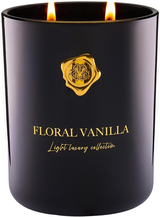 M&SENSE Floral & Vanilla Scented Candle | 90-Hour Burn, 16.6 oz | Long-Lasting for Mood Healing and Gifting | Natural Non-Toxic Soy Wax | for Bathroom, Kitchen, Office