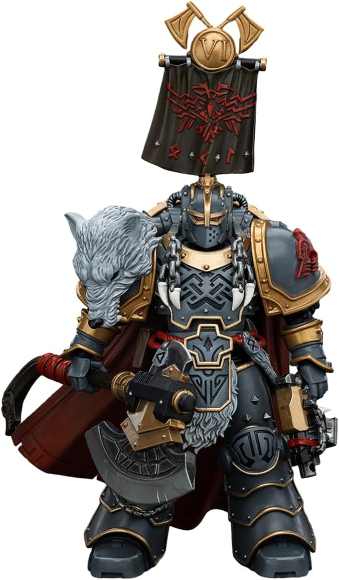 JOYTOY1/18 Warhammer 40,000 Action Figure Space WolvesLegion Praetor with Power Axe and Combat Shield Collection Model Birthday Gift
