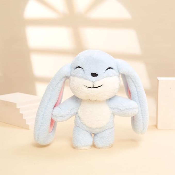 Bunny Plush Toy Stuffed Animal Funny Rotating Head Rabbit Plush Pillows Toy Cute Sensory Soft Stuffed Animals Doll That Show Your Mood Stuffed Bunny For Easter Christmas Birthday Gift，11in(Blue)