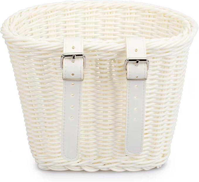 Kid's Bicycle Basket,Colored Tassels Wicker Front Handlebar Bike Basket Handlebar with Streamers Bell and Stickers,Bicycle Decoration for Girls and Boys