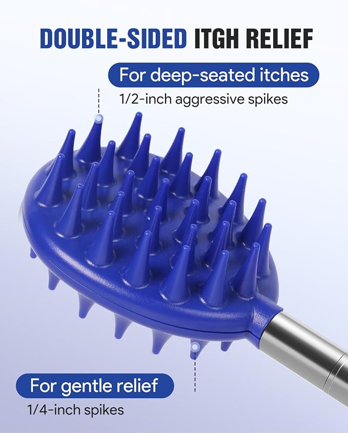 Gelibo Telescoping Back Scratcher with 5Pcs Detachable Heads, Extendable Back Massager Tool, Fathers Day Dad Gifts from Wife Daughter Son, Mens Gifts, Husband with Beautiful Box - Blue