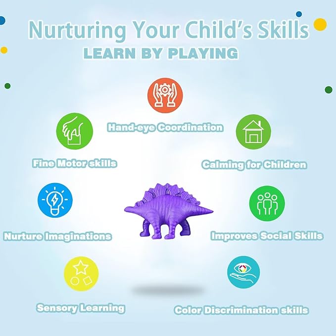 Unleash Creativity with 6 Unique Dino Molds Dough Toys Dough Accessories Set.Ideal as a Gift for Kids Aged 3-4-8 Years