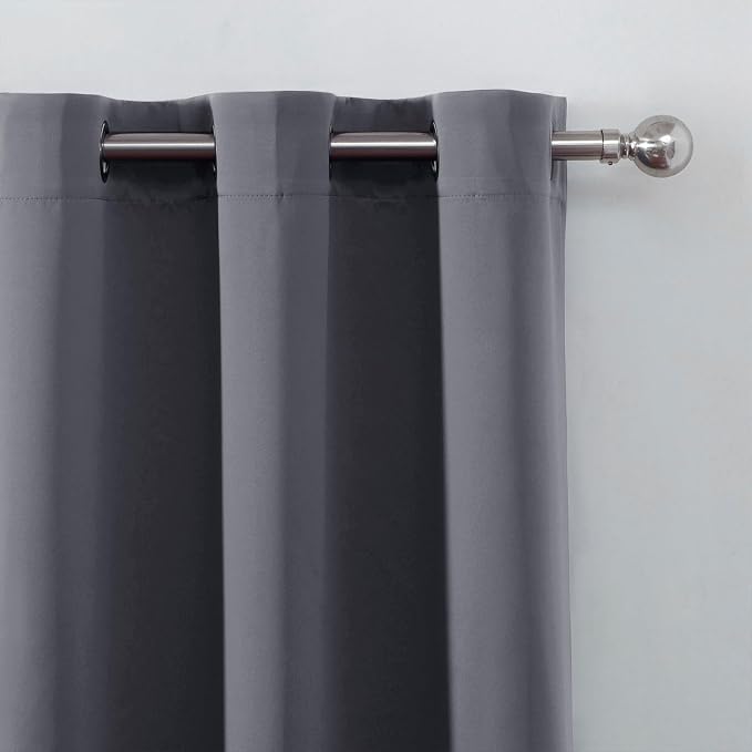 LEMOMO Grey Blackout Curtains 34 x 63 Inch Length/Set of 2 Curtain Panels/Thermal Insulated Room Darkening Blackout Curtains for Bedroom