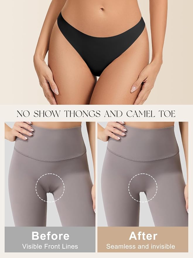 Camel Toe Invisible Thongs for Women No Show Seamless Camel Toe Concealer Underwear Cameltoe Proof Workout Thongs