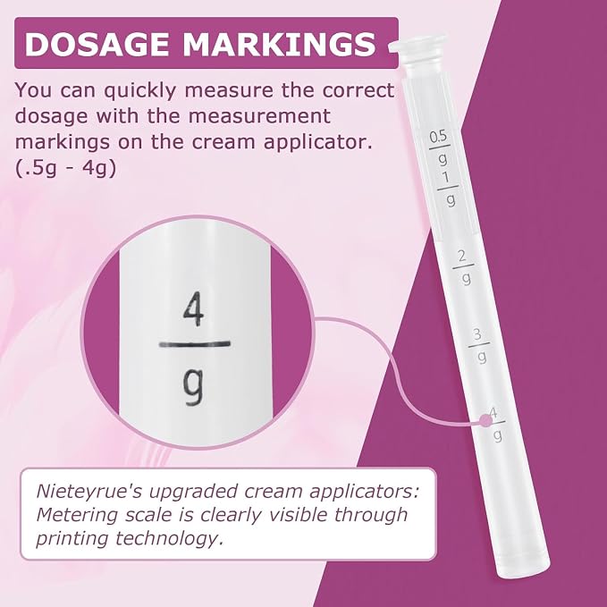 Disposable Vaginal Applicators – Updated with Dosage Markings, Individually Wrapped for Hygiene, Fits Most Lubricants, Creams & Gels, Feminine Care Essentials (60 Pack)