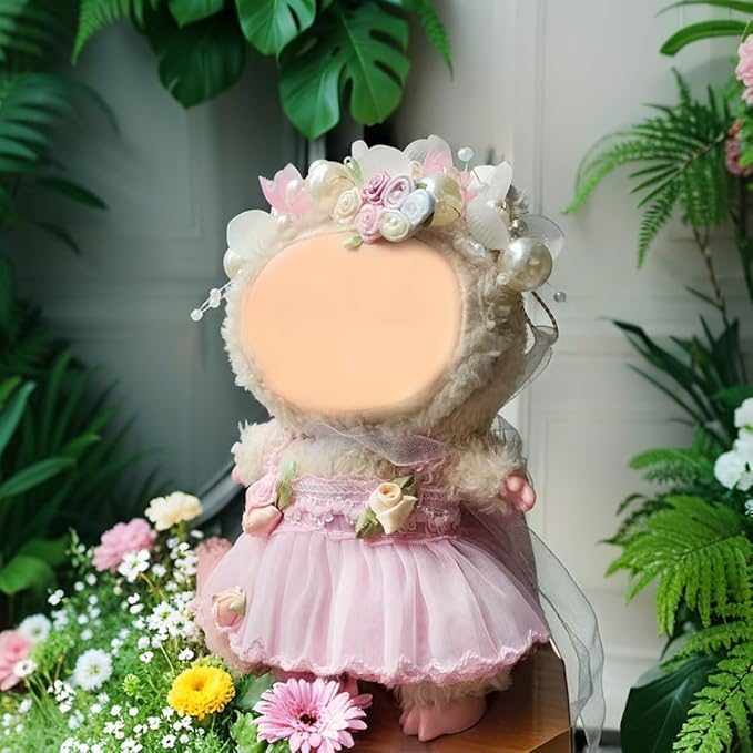 Clothes for LABUBU 17cm Dolls(No Doll -5 Set Outfit 17cm Doll Clothes for Labooboo ,Clothes Set for LABUBU Dress Up,Labubu Accessories with Flower Headband