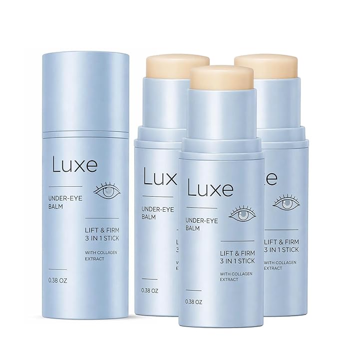 Luxe Korean Under Eye Balm – Lift & Firm 3-in-1 Multi Balm Stick, Hydrating, Smoothing, and Refreshing Eye Care for Dark Circles, Puffiness, and Fine Lines, with Collagen Extract, 0.38 OZ (3pcs)