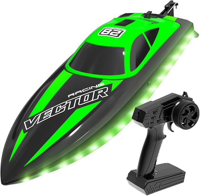 Remote Control Boats for Adult - Boat with LED Lights for Pool&Lakes,2.5GHz RC Racing Boats，Summer Water Toy
