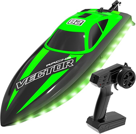Remote Control Boats for Adult - Boat with LED Lights for Pool&Lakes,2.5GHz RC Racing Boats，Summer Water Toy