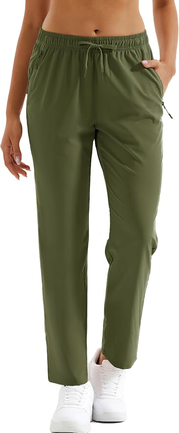 MAGCOMSEN Women's Hiking Pants Lightweight Quick Dry UPF 50 Water Resistant Elastic Waist Golf Travel Pants Zip Pockets