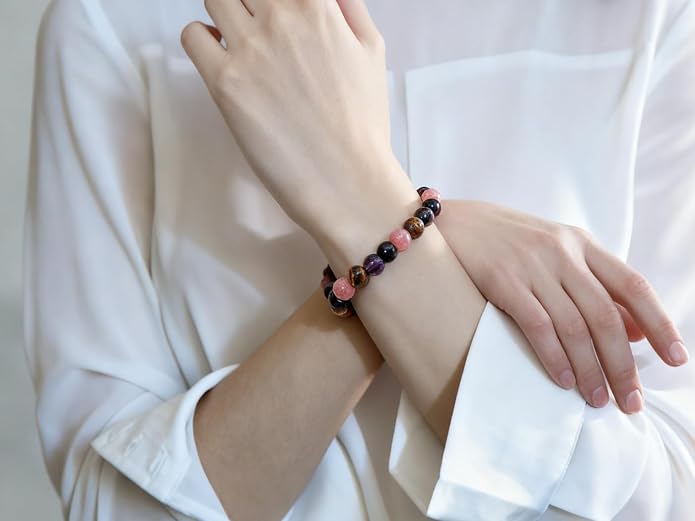 MAIBAOTA Healing Crystal Bracelet for Women Empath Protection & Safe Travel & Anxiety Relief Bracelet - New Beginnings Lucky Charms for Travel/New Job/Next Chapter