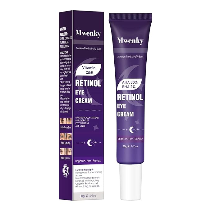 Retinol Eye Cream for Dark Circles and Puffiness, Anti-Aging Under Eye Cream with Hyaluronic Acid, Peptides & Caffeine, Helps Reduce Eye Bags, Smooth Wrinkles and Fine Lines, Hydrating Eye Treatment