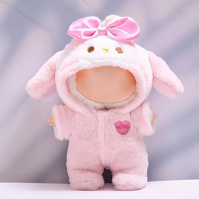 Pink Bunny 17cm Doll Clothes Clothes Set, Adorable (6.7inch) Animal Style Doll Outfit Jumpsuit, Halloween Dolls Outfit Accessories