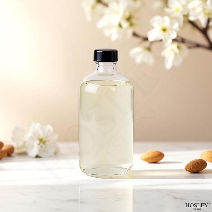 Hosley Set of 4 Vanilla Almond Reed Diffuser Refill Oil, 200ml Each - Ideal for Bathroom Decor, Enhance Home Decor, Perfect for Room Decor, Includes Oil Bottle and Reed Sticks