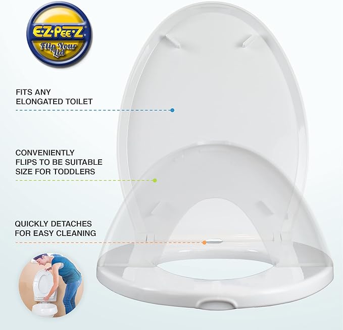 AS SEEN ON SHARK TANK - E-Z-PEE-Z New Design Child Potty Training Toilet Seat/Regular Adult-Size Elongated Toilet Seat Converts To A Child-Size Seat With A Simple Flip Of The Lid