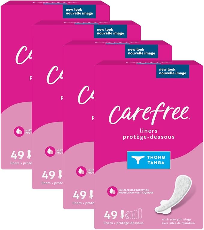 Carefree Thong Panty Liners 196ct (4 Packs 49ct) & Playtex Tampons Regular 24ct & Super 24ct Absorbency 48ct