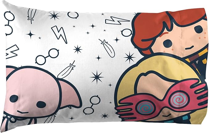 Harry Potter Charms 5 Piece Twin Bed Set - Bedding Features Harry, Ron, Hermoine, & Luna - (Official Harry Potter Product)