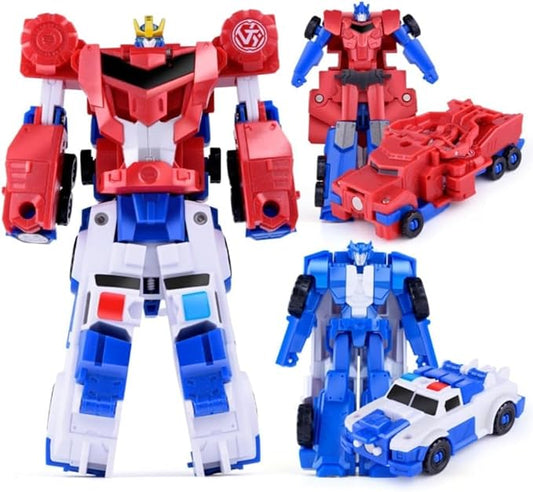Magnetic Morphing Combination Robot Police Car Fire Truck Action Fiqure Transform Robot Toy for Boys,Girls,Teens, Adults…