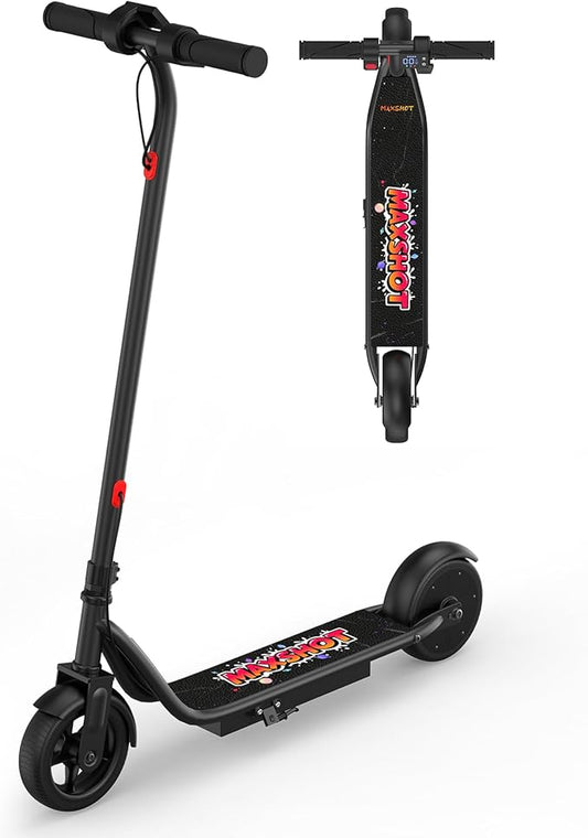 Maxshot Electric Scooter, 8.5" /10" /14" Tire, 16/19/22 Mph Top Speed, 12/16/21/27/28/49/50 Miles Long Range, Folding Escooter for Adults and Kids with Seat Bag, Dual Braking, Dual Suspension, App